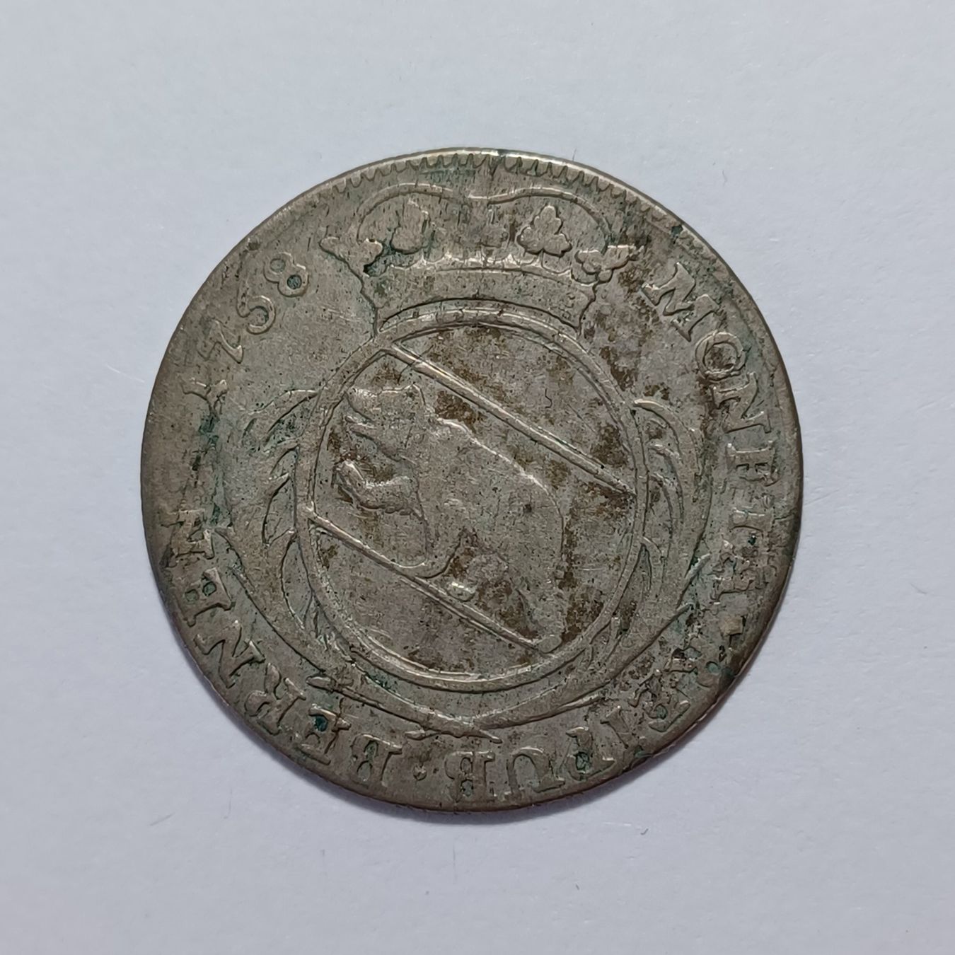 Alle Münzen: 20 Kreuzer 1758 Bern HMZ 2-221f – Gebraucht aus Pfäffikon ZH von Schweizer_Muenzen