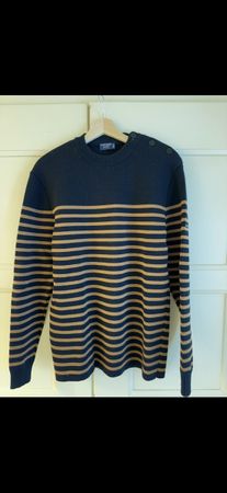Saint James Pullover gestreift dunkelblau braun XL