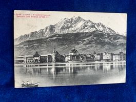 Alte Ansichtskarte Luzern Friedensmuseum Bahnhof & Pilatus