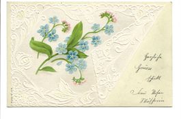 Vergissmeinnicht auf Serviette - tolle Präge-Litho - um 1900