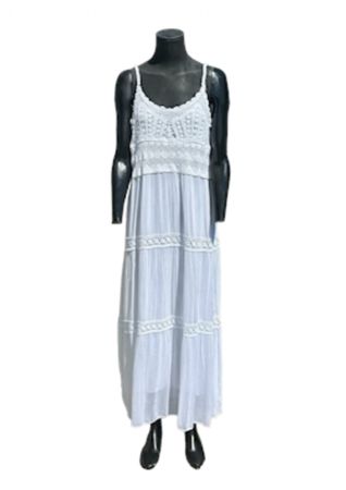 Summer Dress White Crochet Italy Size 12  Maxi Dress