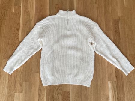 Half zip Strickpullover dick weiss 100% Cotton