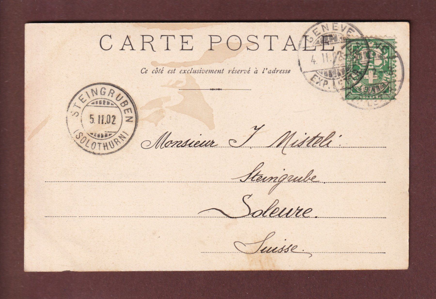 Cartoline postali: GENEVE - Place Bel-Air - 1902 – Usato da Pully venduto da nicecards 1