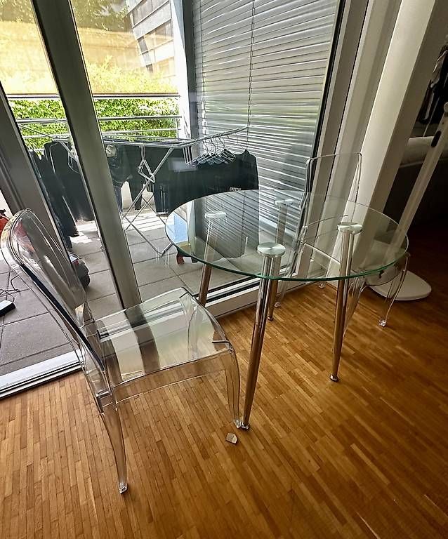 Tavoli: Glastisch 80cm & 2x Stuhl transparent – Usato da Schlieren venduto da nin_s7gg