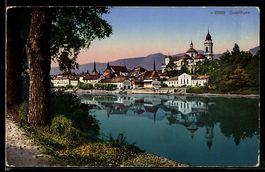 AK Solothurn, Stadtansicht am Fluss mit Spiegelung