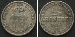 OLDENBURG 2 1/2 Groschen 1858 B, NICOLAUS FRIEDRICH PETER
