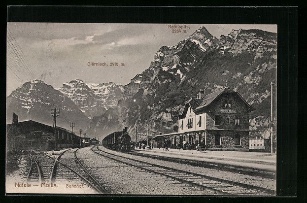 Cartes postales: Näfels-Mollis, Bahnhof mit Glärnisch u – D'occasion à Berlin par bartko-reher