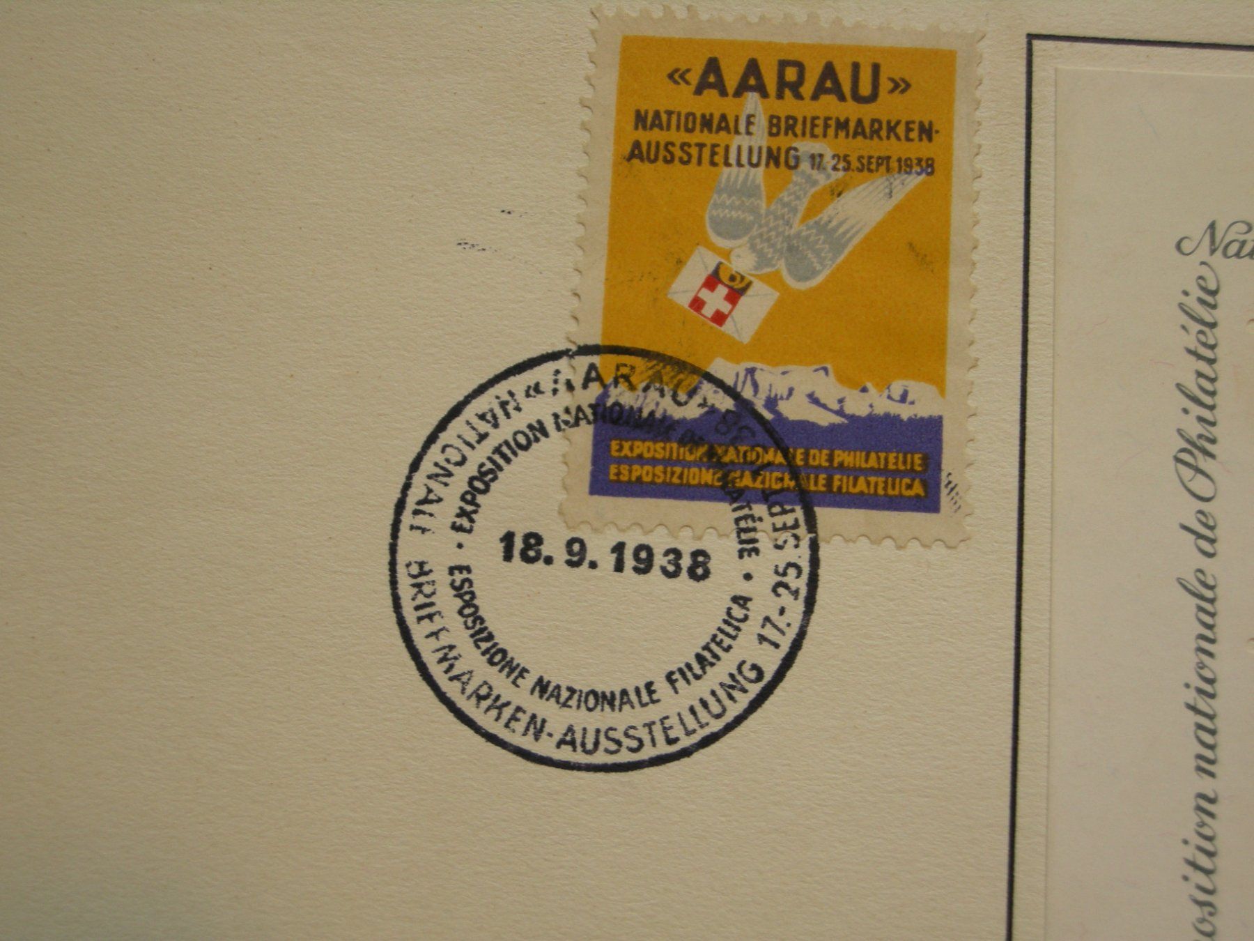 Tutti i francobolli: 18.9.1938, BLOCK W 11 MIT AARAU VIGNETTE – Usato da Eschenbach SG venduto da eDaisy 2
