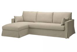 HYLTARP Bezug 3er-Sofa+Récamiere links, Hemmesta hellbeige