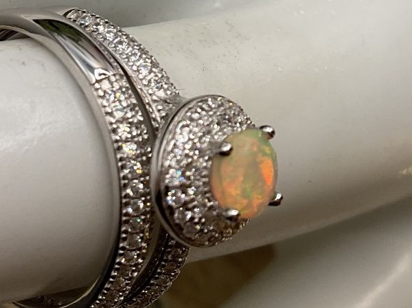 Anelli: Silberring 2teilig mit Opal und Zirkonia, Gr.55.5 – Nuovo (secondo la descrizione) da Luzern venduto da S.Kern01 3