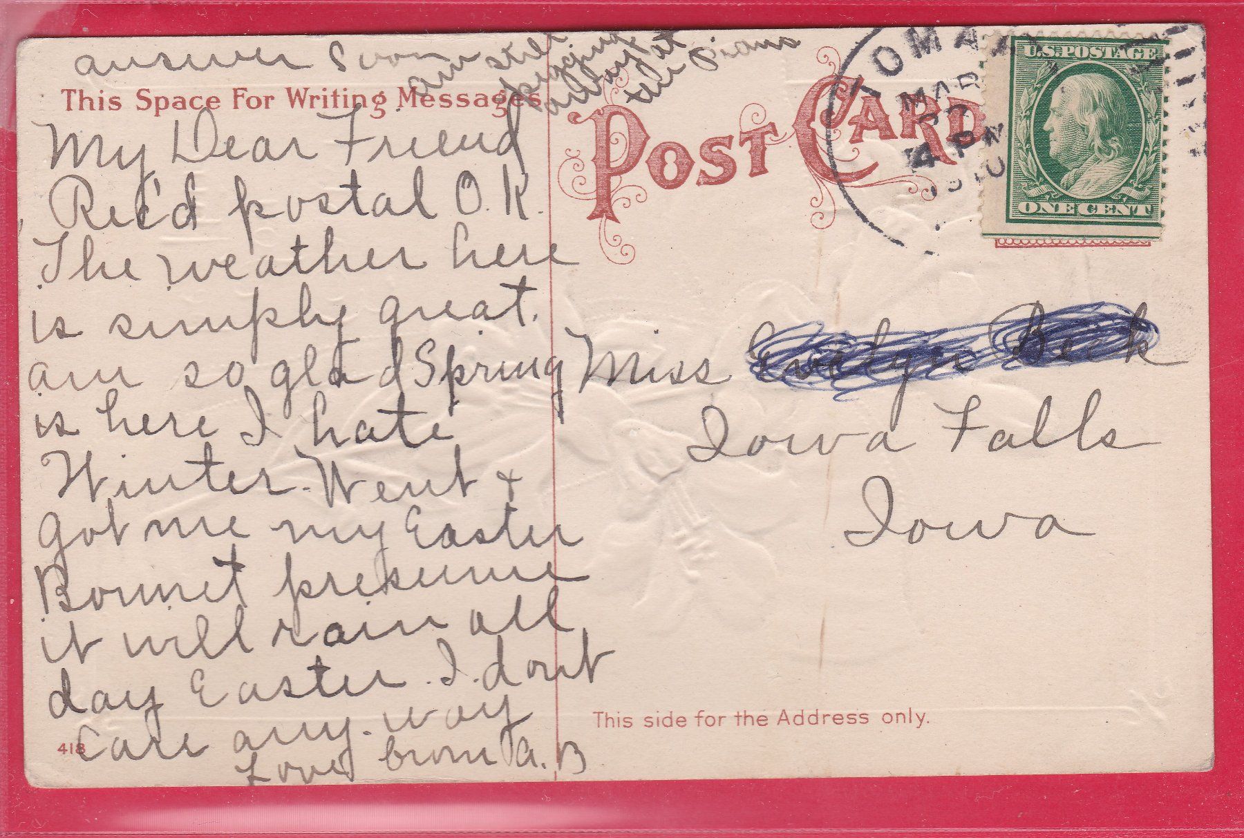 Cartoline postali: PRÄGEKARTE, EASTER JOY BE THINE – Usato da Oberrieden venduto da Gebirgsstelze 1