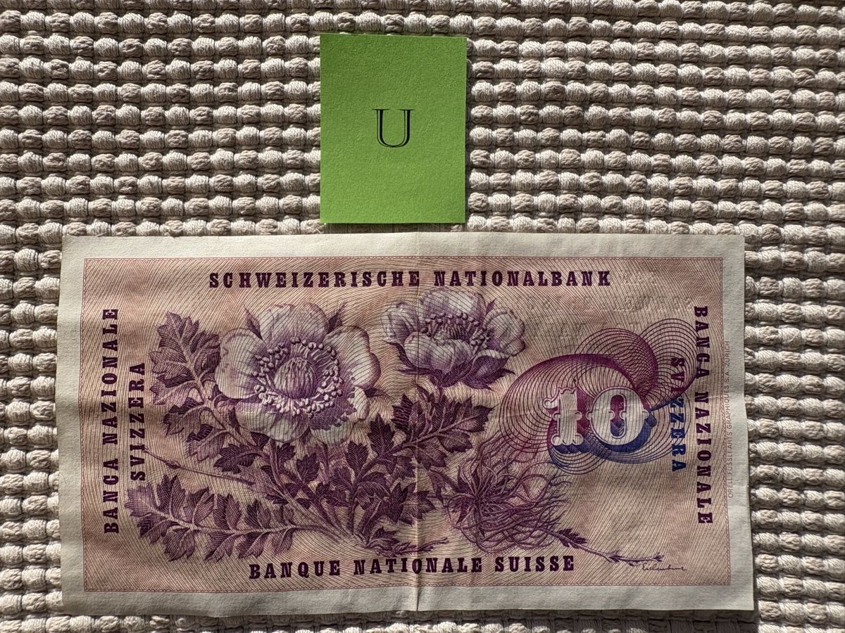 Banknoten: Schweizer Banknote 10 Fr. / Serie 25 W – Gebraucht aus Rümlang von SchumBru10 1