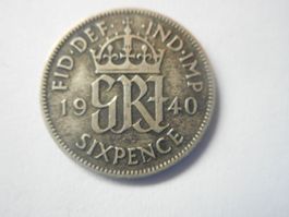 1940 Sixpence  silber  Ind.Imp. King Georges VI.