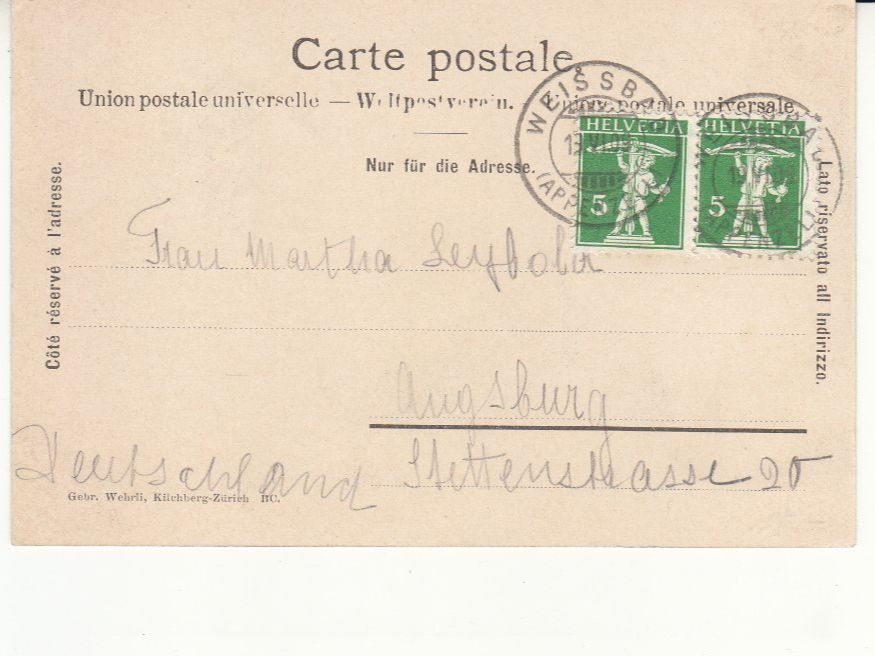 Cartoline postali: Weissbad 1909 – Usato da Bürglen TG venduto da StampGraf 1