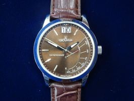 Armbanduhr Grovana Day Retrograde Tages Kalender TOP Zustand