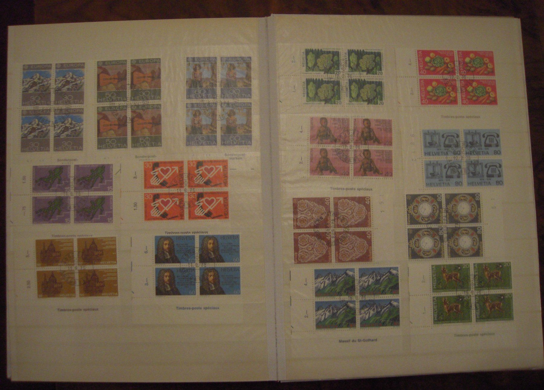 Tutti i francobolli: Viererblocks Schweiz 1970-1978, gest. meist FD – Usato da Stallikon venduto da Saentis2014 7