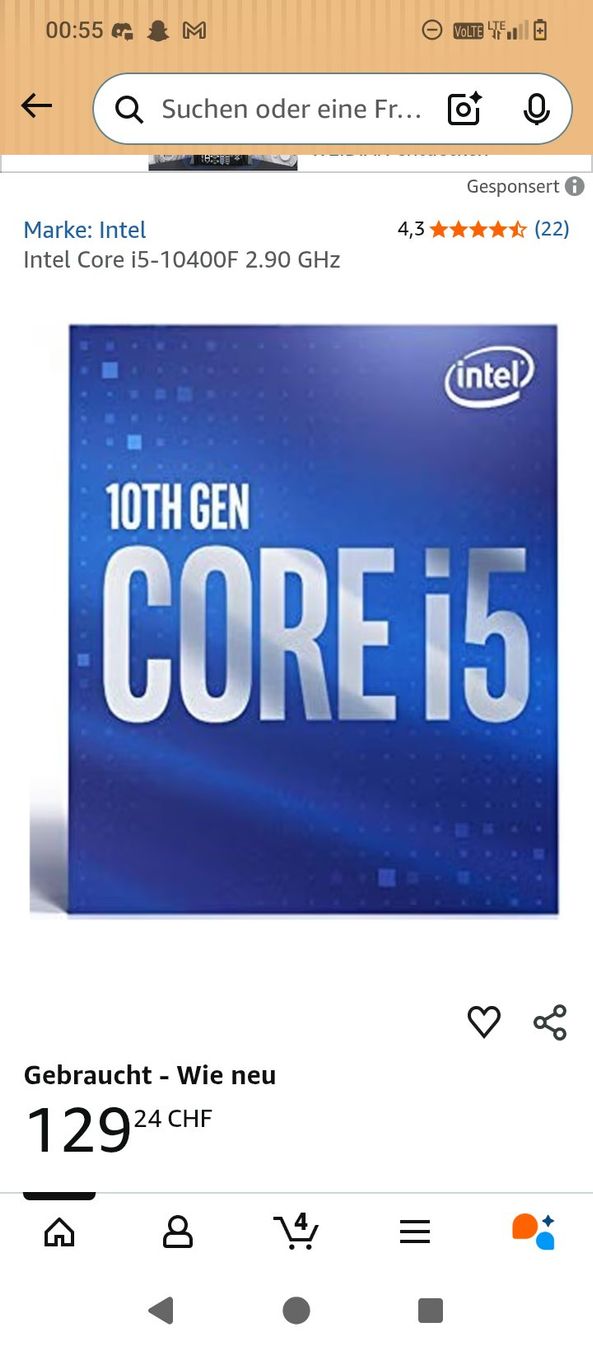 Intel Elektronikbauteile: Intel Core i5-10400F 2.90 GHz CPU gebraucht wie neu – Gebraucht aus St. Gallen von lld_6sx7