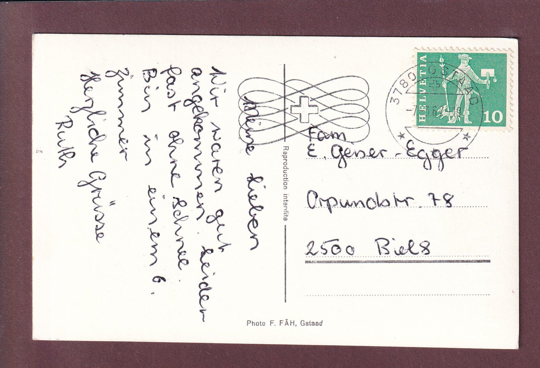Ansichtskarten: GSTAAD - Chalet Alpenblick - 1967 – Gebraucht aus Pully von nicecards 1