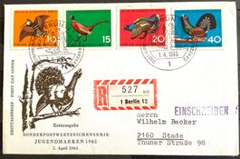 1965 Berlín R- FDC Vogel / Jagdbares Federwild