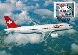 ATM 18 Swissair Maximumkarte Genf Flughafen