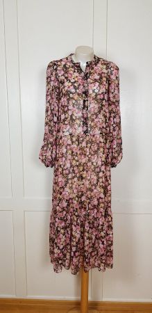 Kleid, H&M, Chiffon, Knöpfe, Volants, transparent, Gr. XS