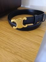 Ceinture Celine cuir noir boucle or taille 95 bon état
