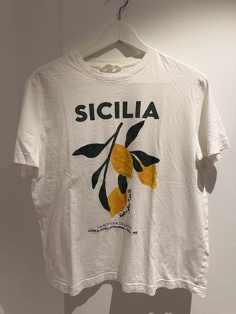 H&M T-Shirt weiss Grösse S mit print "SICILIA"