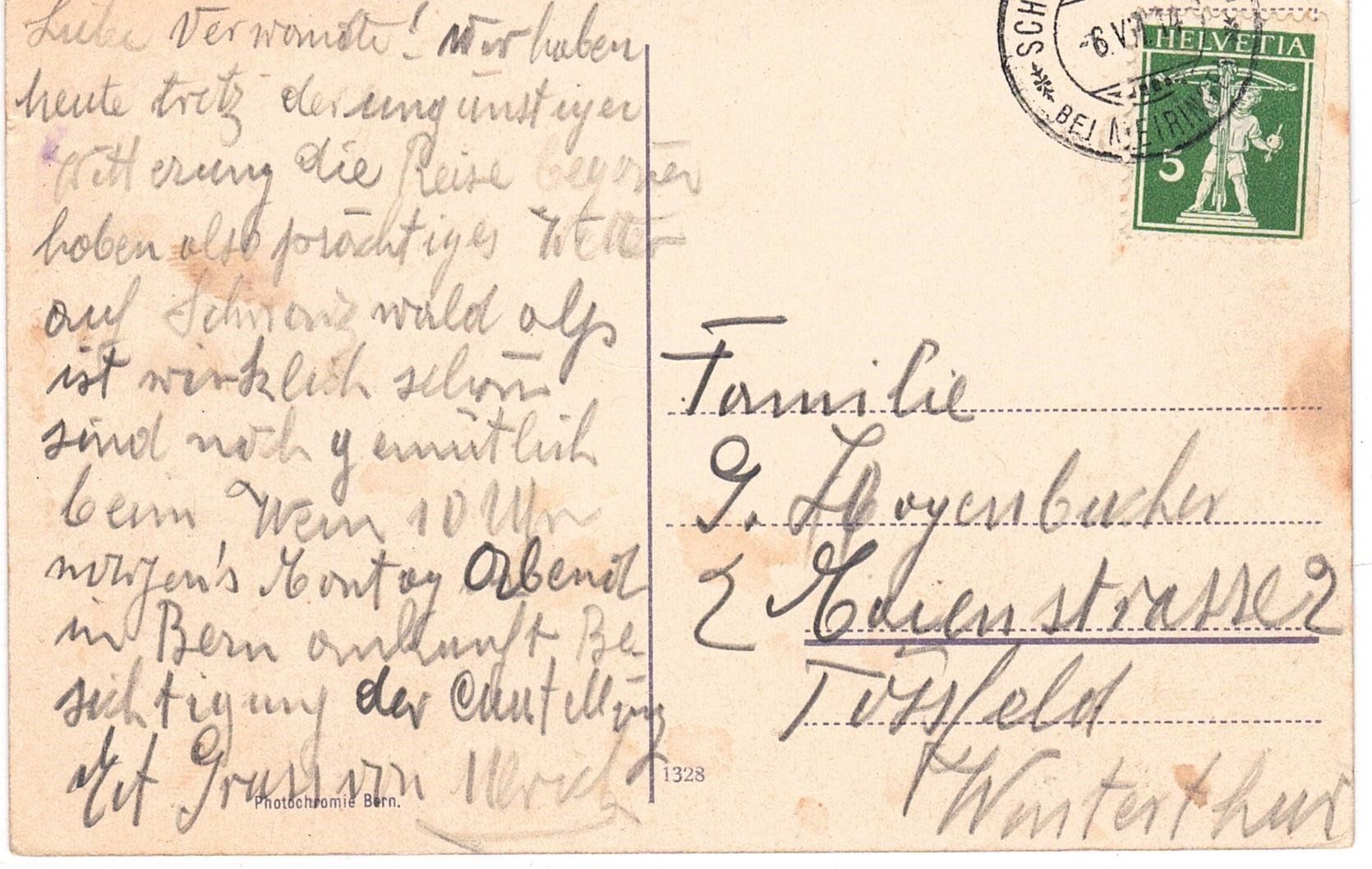 Cartoline postali: 1914 Eiger, Mönch und Jungfrau – Usato da Kreuzlingen venduto da Koi4 1