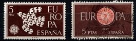 2 timbres - ESPAGNE - Europa - 1960/61 - Obl.