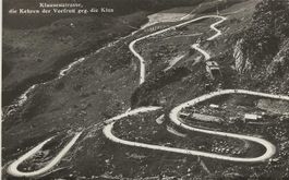 Klausen-Pass UR Auto Rennstrecke Vorfrutt Klus ca.1950 Autos