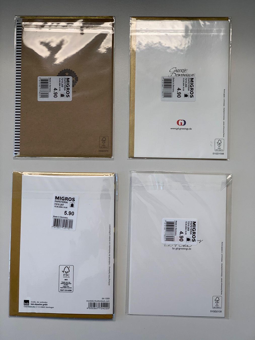 Cartoline: 4er-Set Geburtstagskarten / Grusskarten, neu – Nuovo e nell'imballaggio originale da Windisch venduto da rhu_wd8q 1