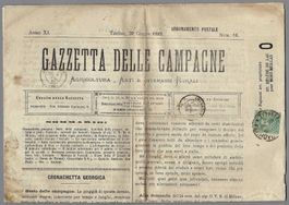 1882, GAZZETTA  CAMPAGNE, 25 c. 0 TORINO, GIORNALE COMPLETO!