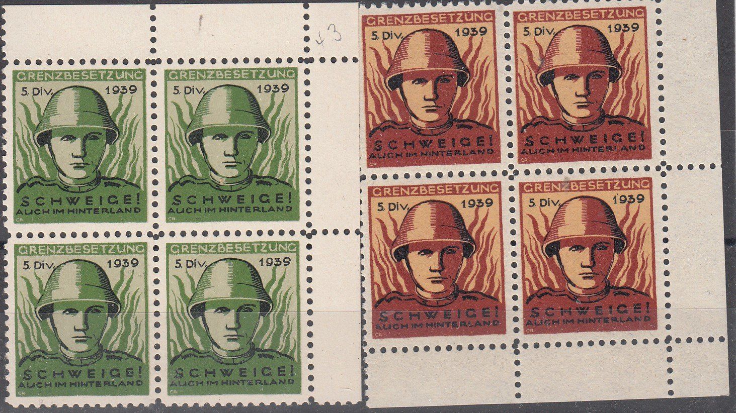 Alle Briefmarken: Kommandostäbe 43+44 5.Division Kat.24.- – Gebraucht aus Herrliberg von Lfrifda