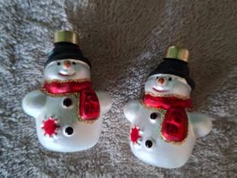 Weihnachtsbaumschmuck zwei süsse Schneemännchen aus Glas,neu