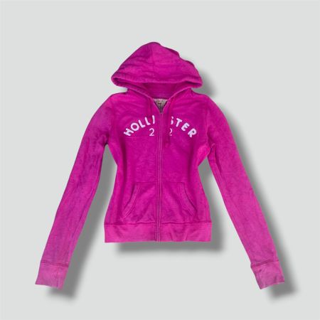 Hollister 22 Y2K pink zipped hoodie retro pull damen M