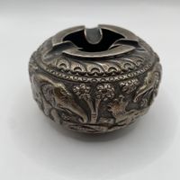 Antiker 925 Silber Aschenbecher Elefanten 174g Handarbeit