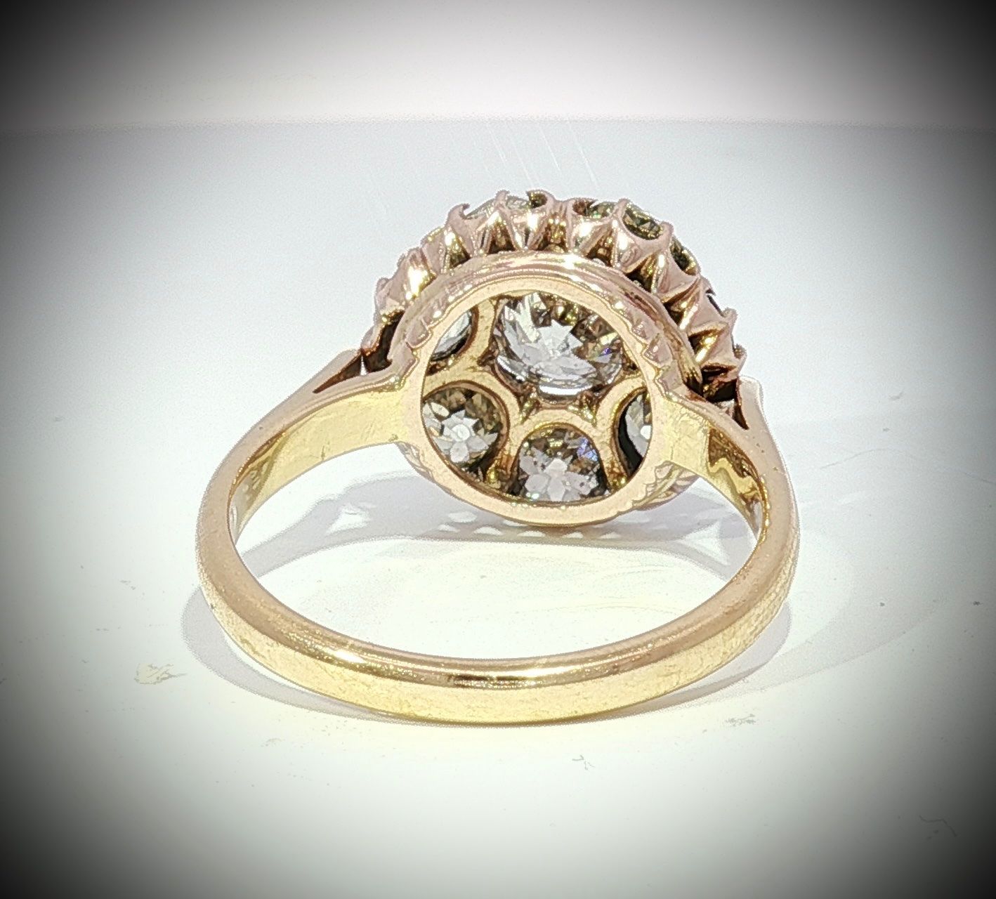Anelli: Antik Altschliff Diamant Cluster Ring 750 Gold – Usato da Embrach venduto da estzeh1 4