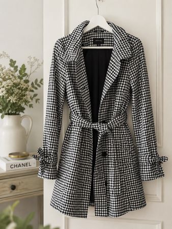 Comma Gingham Trench Jacket EU36