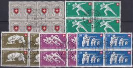 1950, B47-B50: Viererblöcke PP +Ersttags-O: Macolin. 350.-