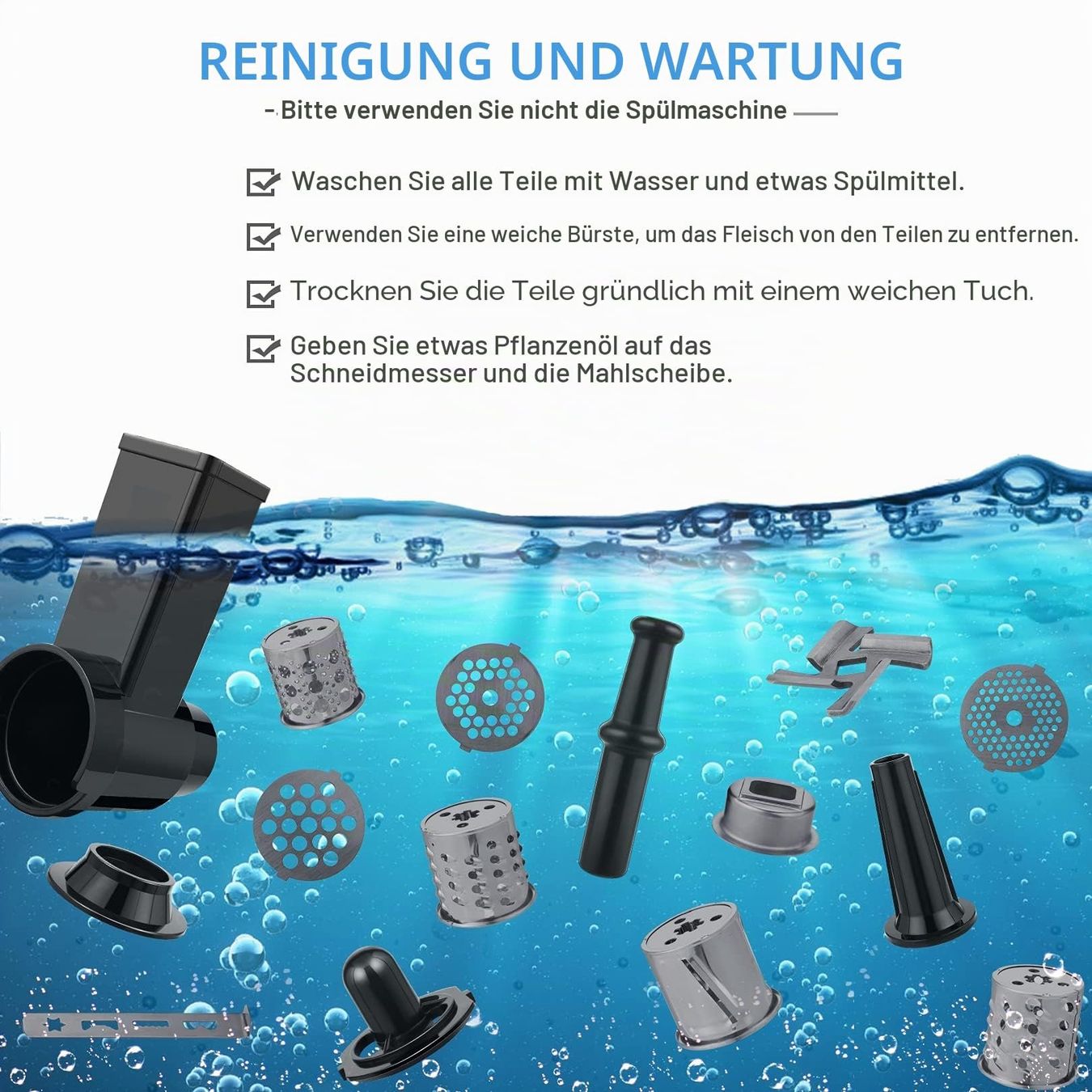 Appareils de cuisine: Fleischwolf Hackfleischmaschine Edelstahl mit Aufsätzen – Neuf avec emballage d'origine à Zürich par NovaDen 6