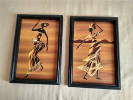 2er Set Wandbilder Afrika Motive, Vintage, Top Zustand