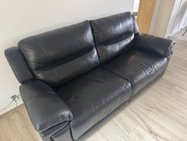 Black Leather Sofa 2-seater recliner and armchair