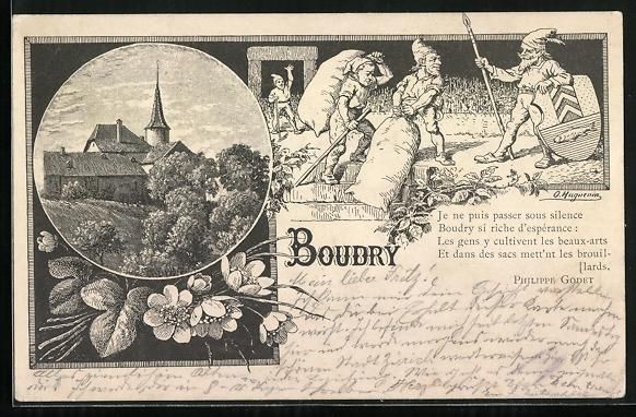 Cartes postales: Boudry, Blick auf die Kirche, Passeparto – D'occasion à Berlin par bartko-reher