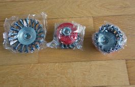 3 Drahtbürsten gezopft 125mm 5/8"-11 für Winkelschleifer