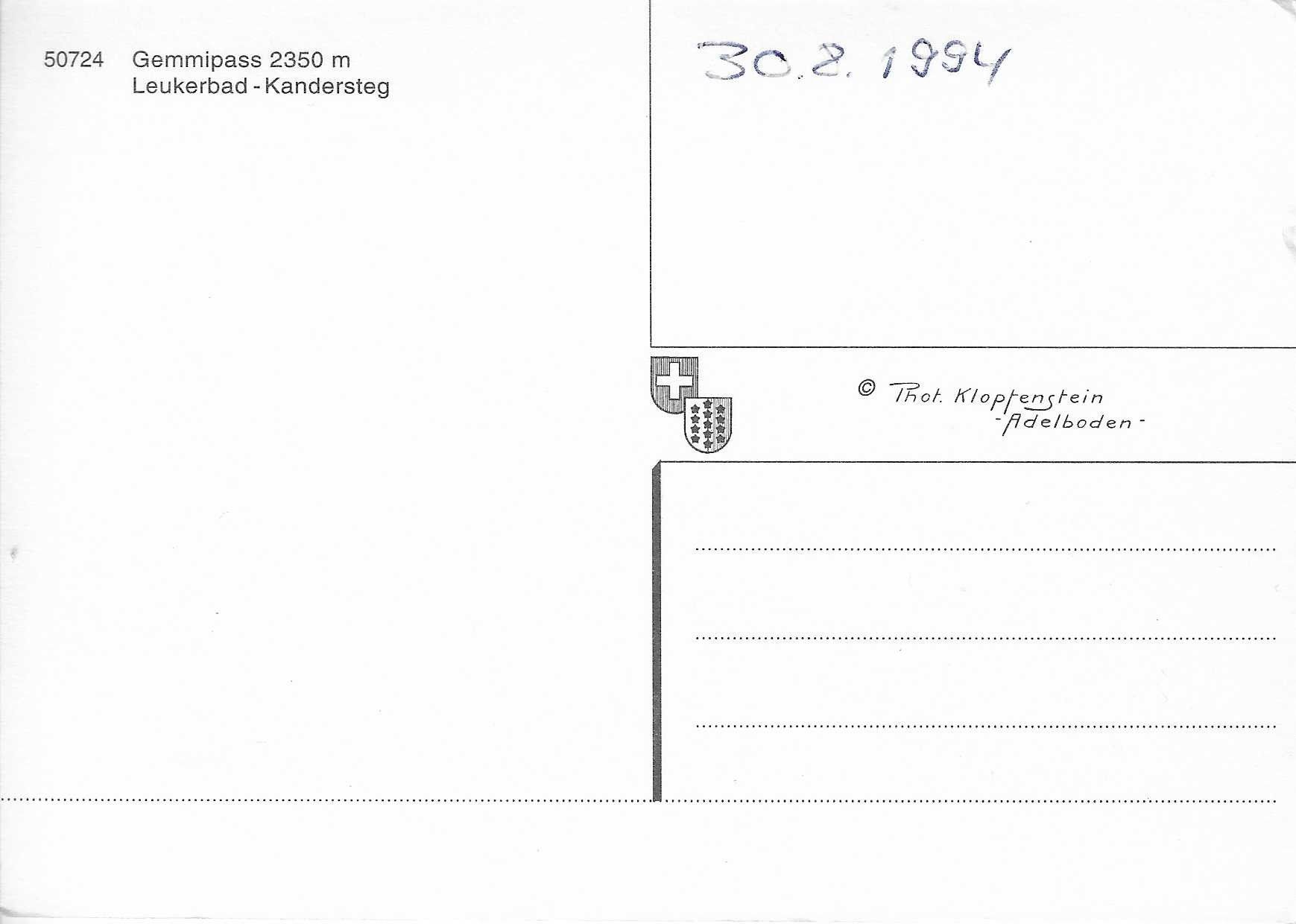 Ansichtskarten: Gemmipass Leukerbad-Kandersteg VS – Neu (gemäss Beschreibung) aus Rothrist von Stranglehold 1