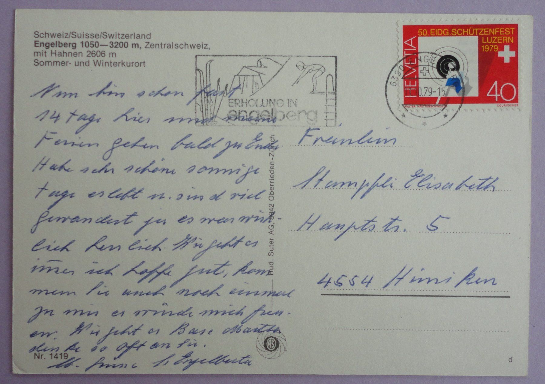 Cartoline postali: Engelberg 1050-3200 m – Usato da Fétigny venduto da Billy2miny 1