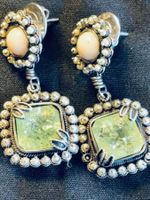 Finest Handmade Filigrane Earrings Corals & Pearls SS925