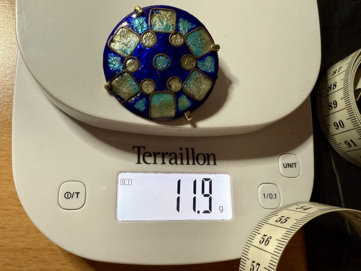 Spille & Fermagli: Vintage-Brosche blau/türkis farbe, emailliert – Usato da Lamone venduto da LaCantinaMagica 9