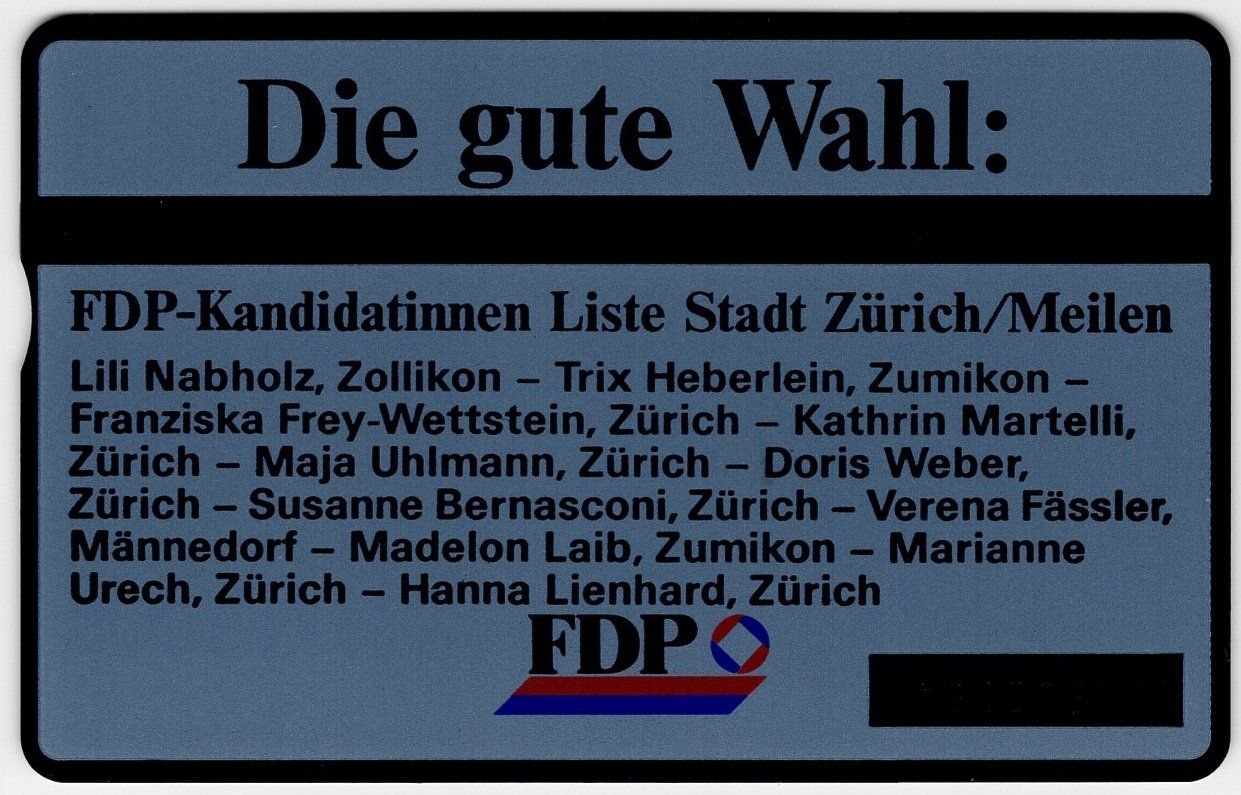 Schede telefoniche: 3 diverse FDP Werbe Taxcards – Usato da Eglisau venduto da Chperfins 3