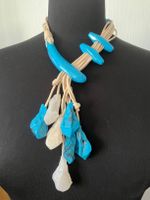 Collier fantaisie turquoise et beis, parfait pour l'été!